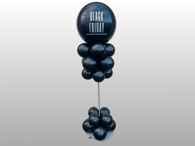 Black Friday pilaar. Ballonnenpilaar met een black friday thema bedrukte topballon.