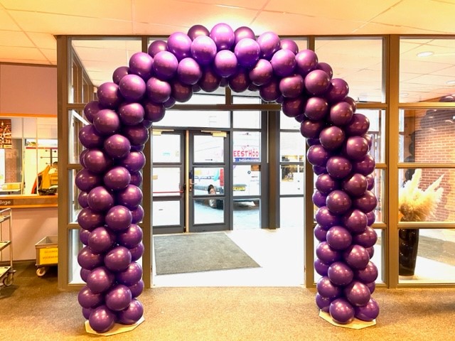 Ballonnenboog geheel in het paars