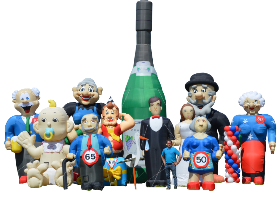 Selectie van opblaasfiguren vrijstaand